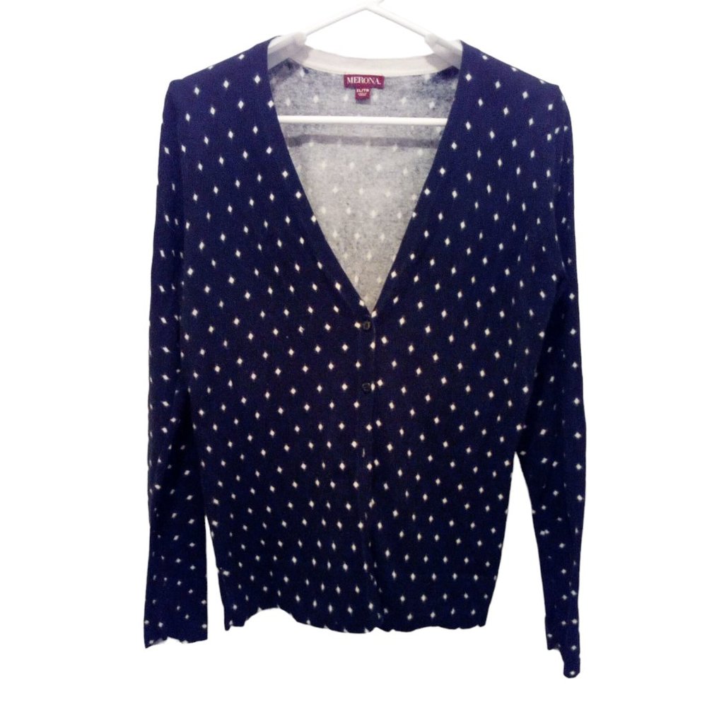 MERONA  Retro Diamond Patterned Black Cardigan